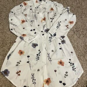 SHEIN White Floral Midi Dress